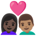 👩🏿‍❤️‍👨🏽 couple with heart: woman, man, dark skin tone, medium skin tone display on Google